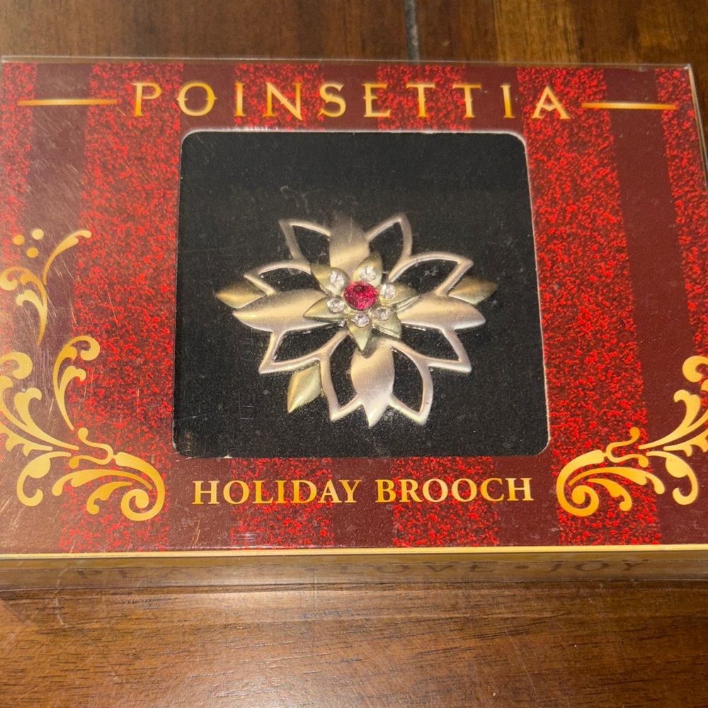Holiday Brooch - Gold and Red